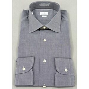 Mastai Ferretti Shirt Mens 15.75 40 Gray Custom Dress Long Sleeve Cotton NEW